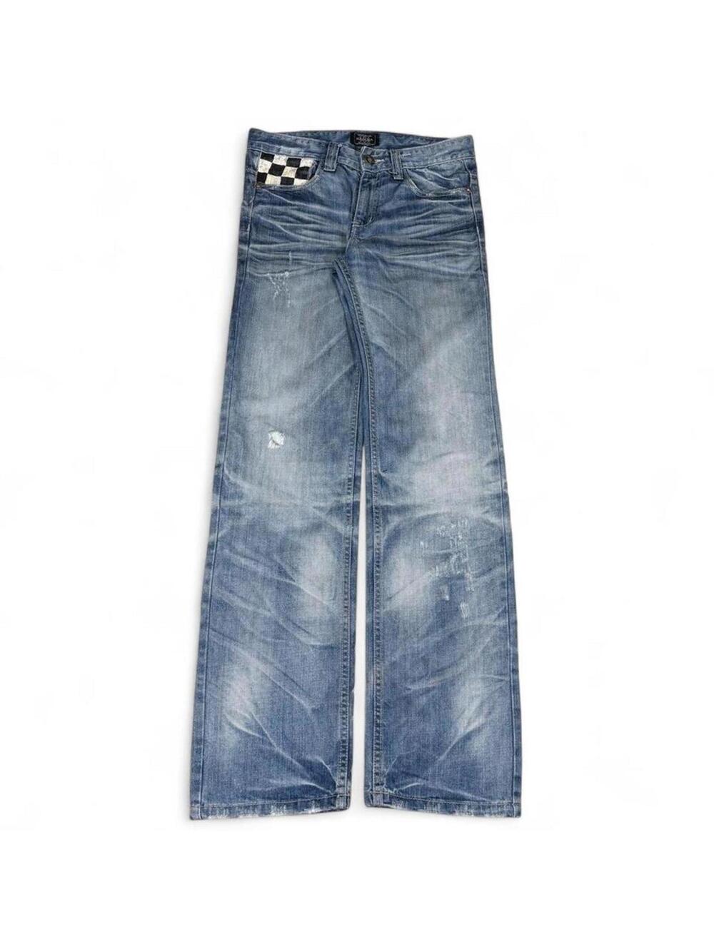 HAN JIA Straight fit unique denim jeans